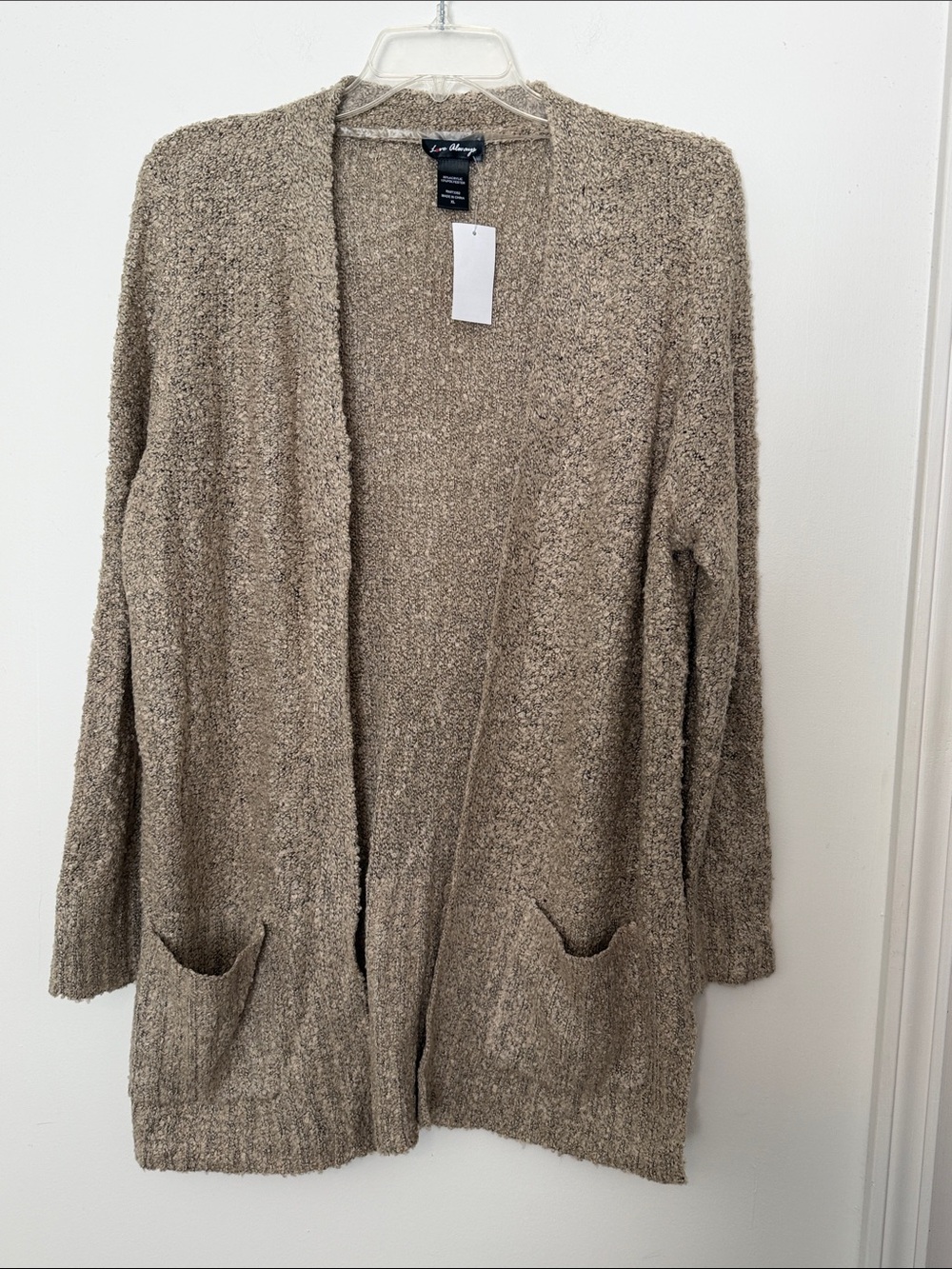 Cozy Open-Front Taupe Cardigan with Pockets